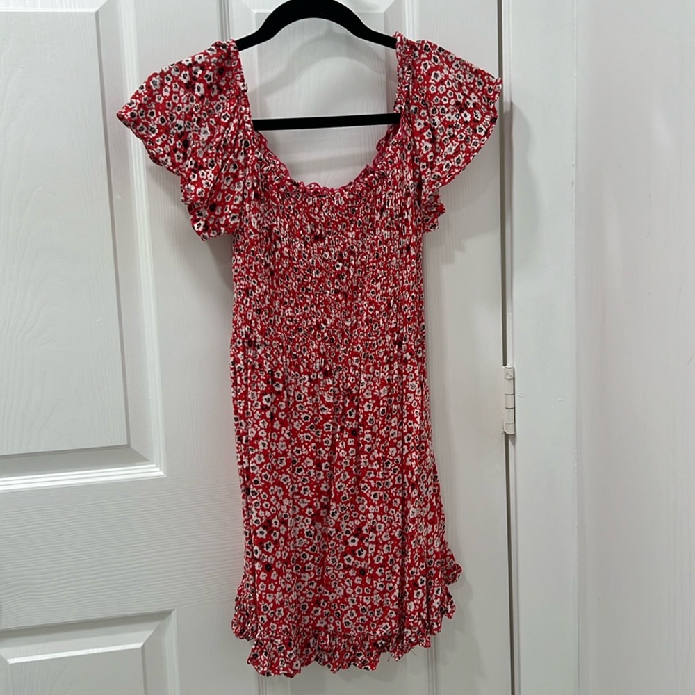 Mini floral red, white and black dress
